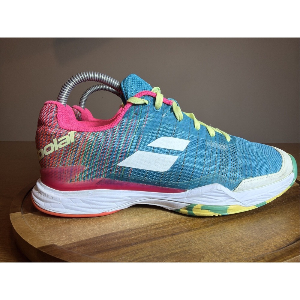 Babolat Jet Mach 2 Women Tennis Pickleball Shoes Blue Pink Michelin US 8 - Picture 4 of 16